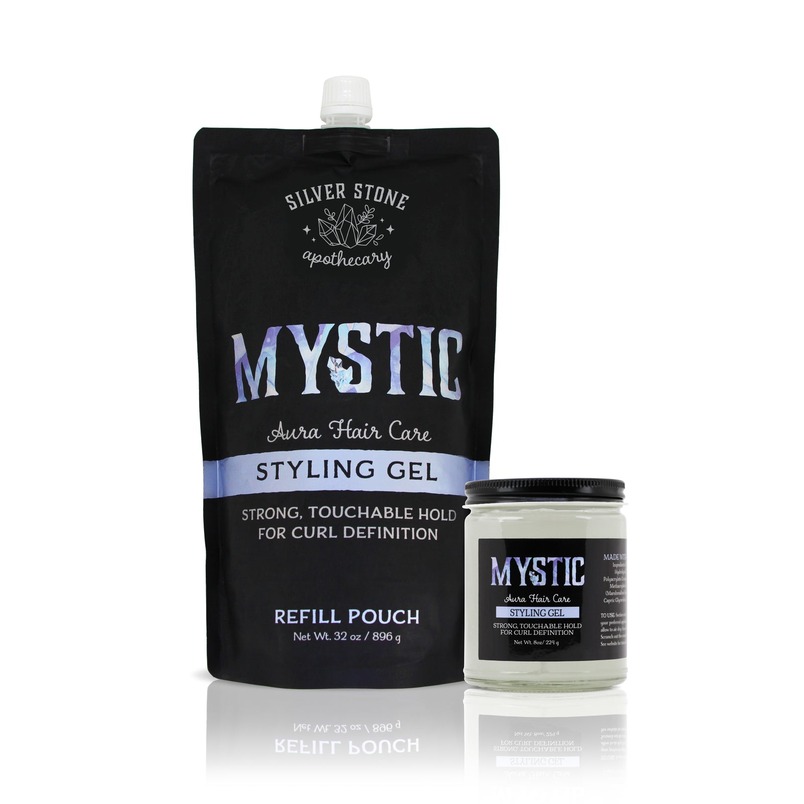 Mystic Aura Strong Hold Gel Refill Pouch | All Types of Curls | Definition, Frizz Control, Long-Lasting Touchable Curls