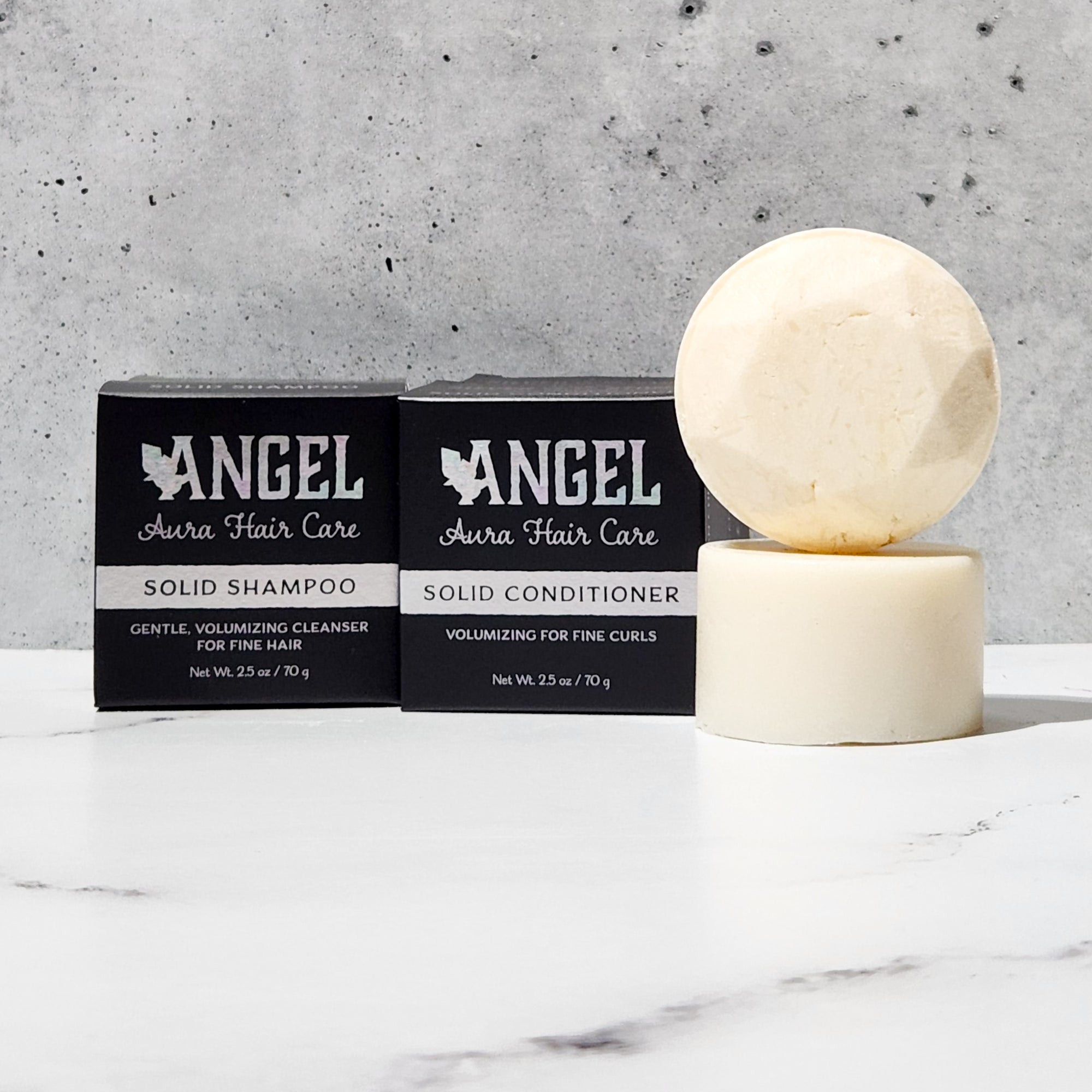 Angel Aura Solid Shampoo and Conditioner Set for Fine Curls Looking for Volume