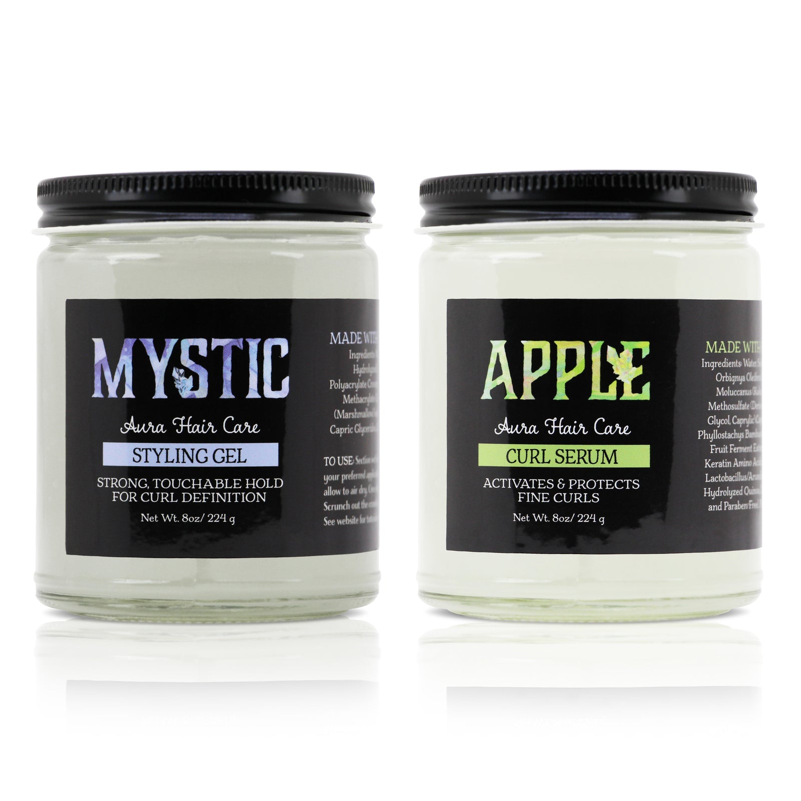 Mystic Aura Gel + Apple Aura Curl Serum | Fine Curls & Waves | Protein Boost, Curl Definition, Frizz Control