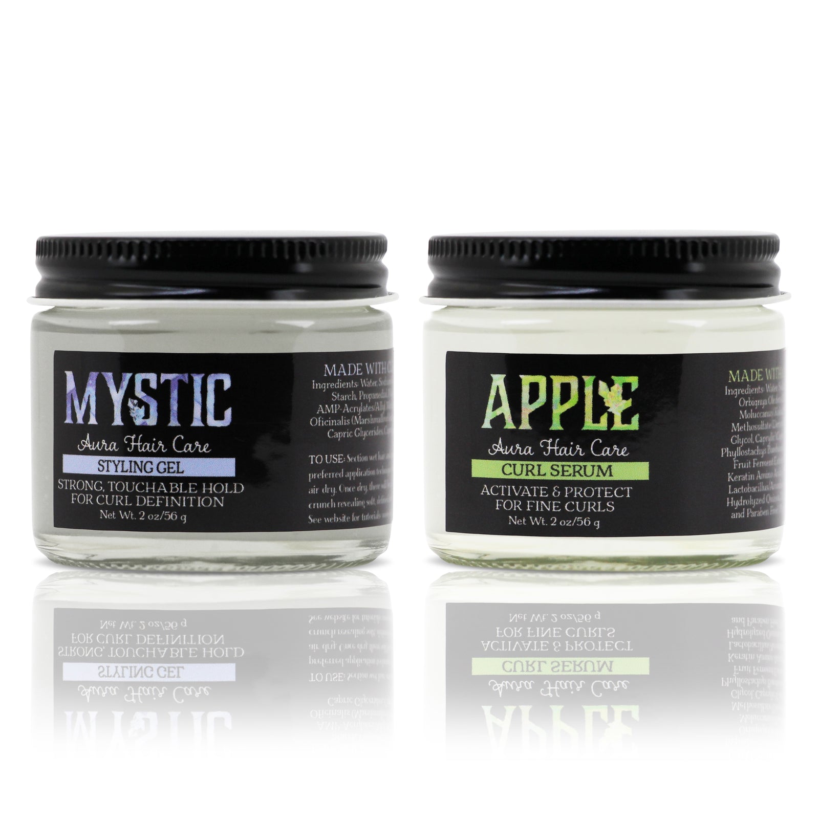 Mystic Aura Gel + Apple Aura Curl Serum Travel Set | Fine Curls & Waves | Protein Boost, Curl Definition, Frizz Control