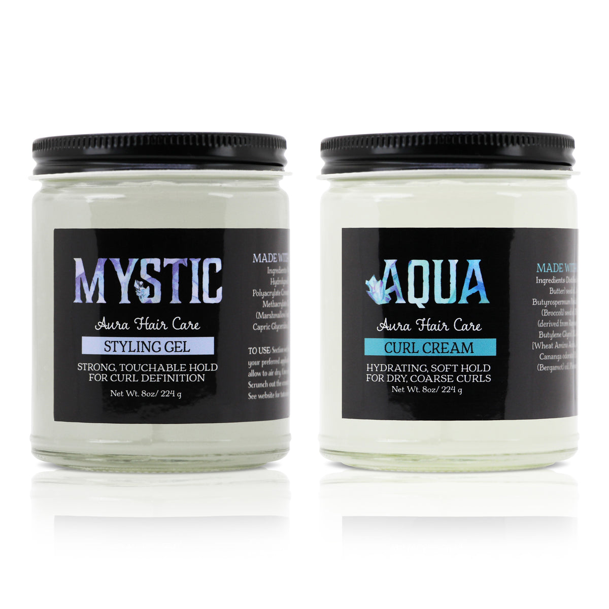 Mystic Aura Gel + Aqua Aura Curl Cream | Dry, Coarse Curls &amp; Waves | Deep Moisture, Frizz-Control, Definition