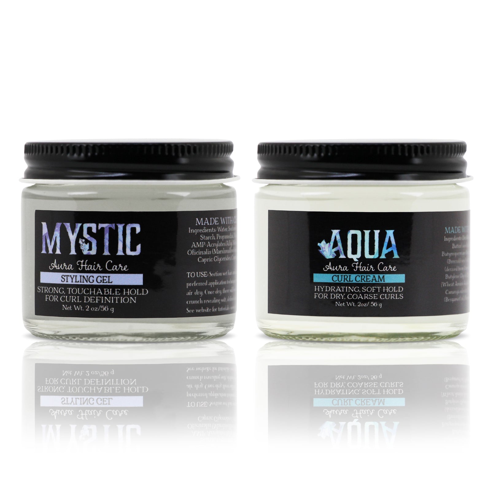 Mystic Aura Gel + Aqua Aura Curl Cream Travel Set | Dry, Coarse Curls & Waves | Deep Moisture, Frizz-Control, Definition