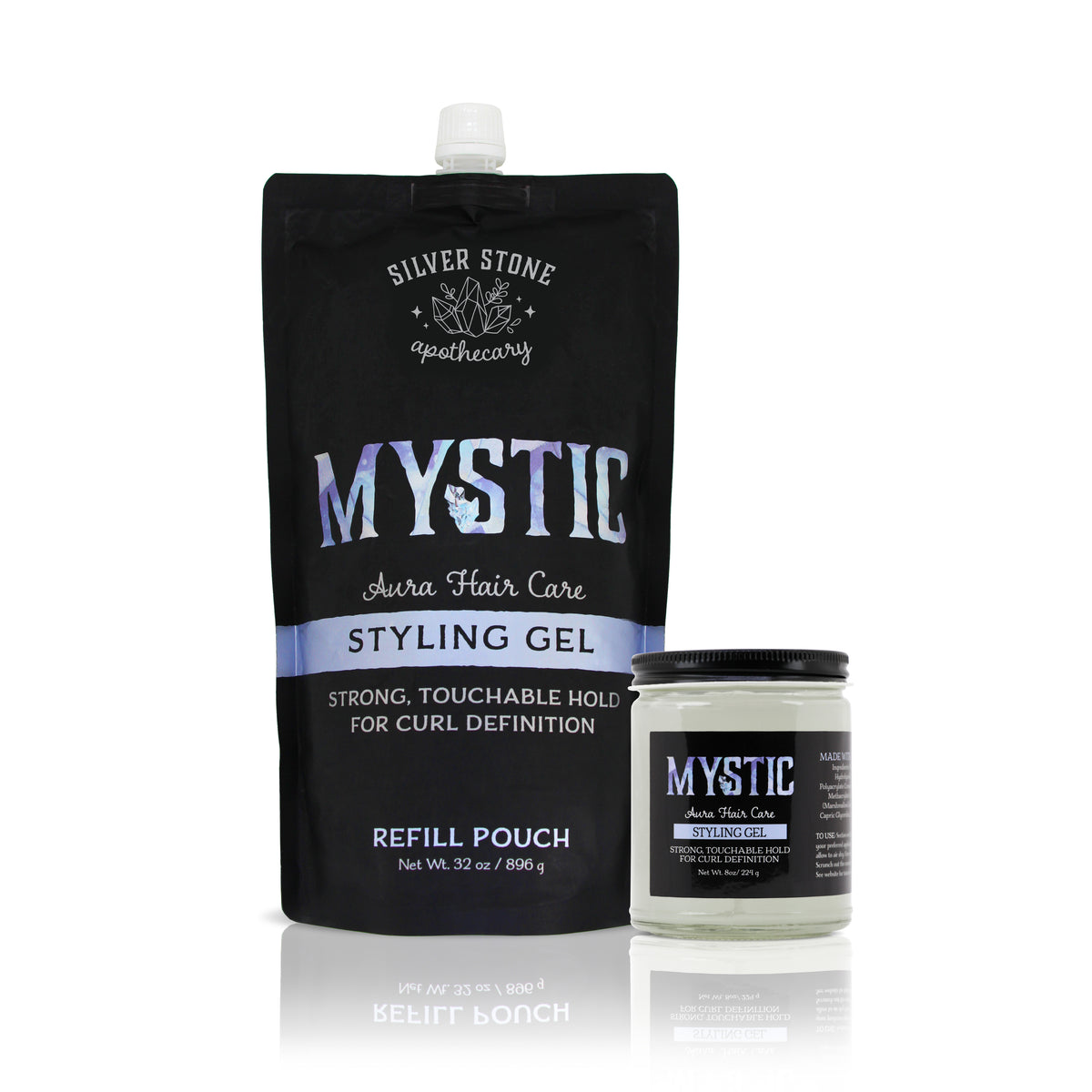 Mystic Aura Strong Hold Gel Refill Pouch | All Types of Curls | Definition, Frizz Control, Long-Lasting Touchable Curls