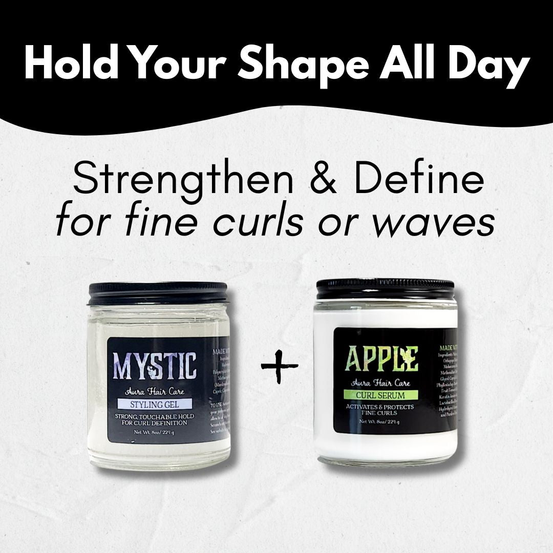 Mystic Aura Gel + Apple Aura Curl Serum | Fine Curls &amp; Waves | Protein Boost, Curl Definition, Frizz Control