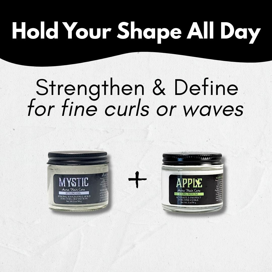 Mystic Aura Gel + Apple Aura Curl Serum Travel Set | Fine Curls & Waves | Protein Boost, Curl Definition, Frizz Control