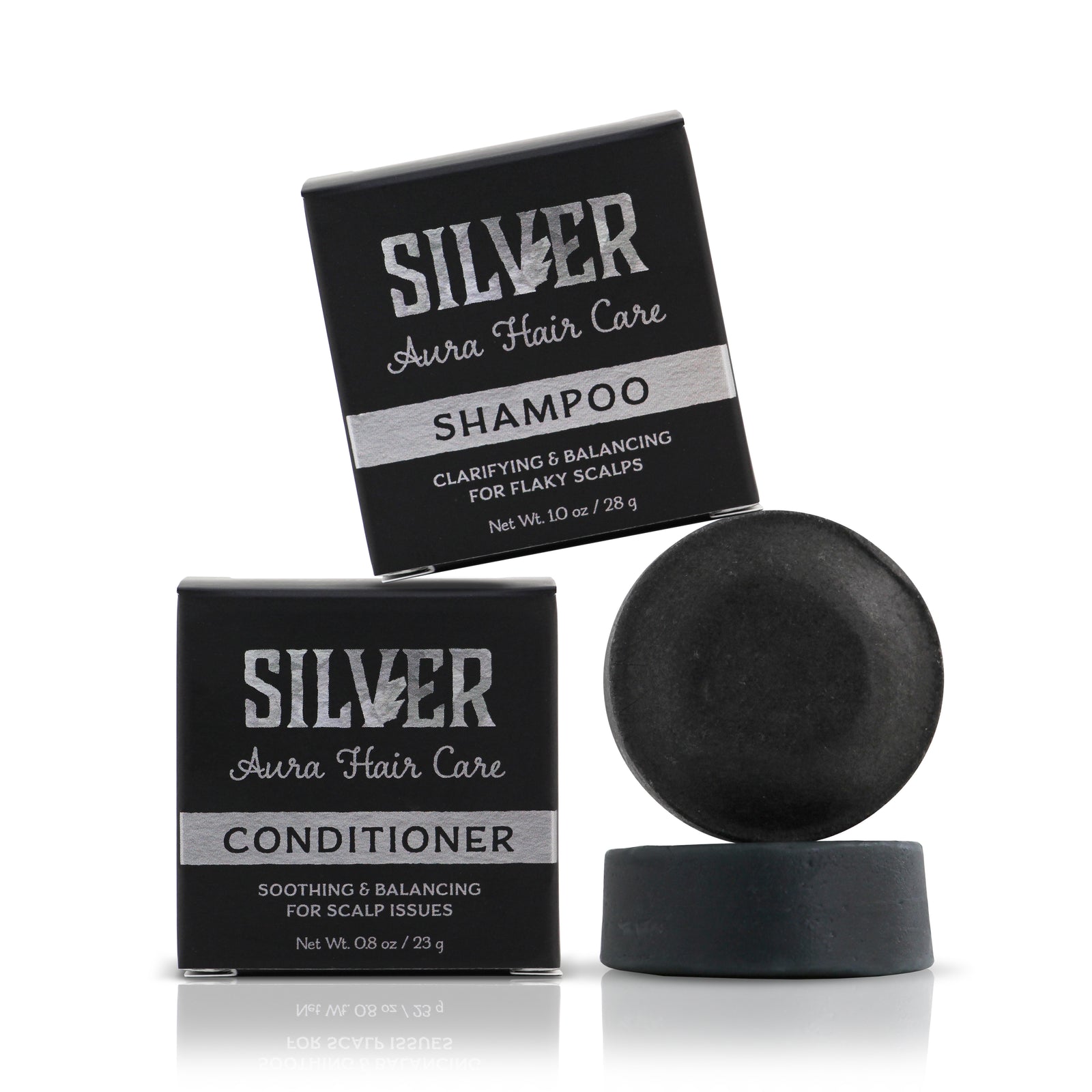 Travel Size Silver Aura Shampoo & Conditioner Set | Flaky, Itchy Scalps, All Curl Types | Gently Clarifying, Soothing, Scalp Balancing