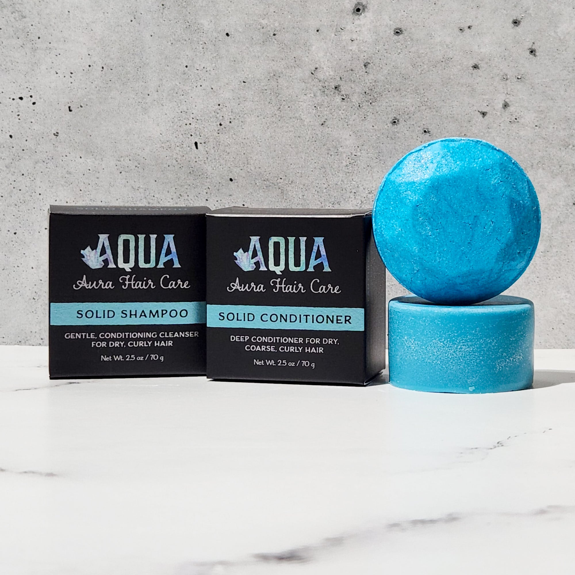 Aqua Aura Solid Shampoo and Conditioner Set for Dry, Course Curly Hair