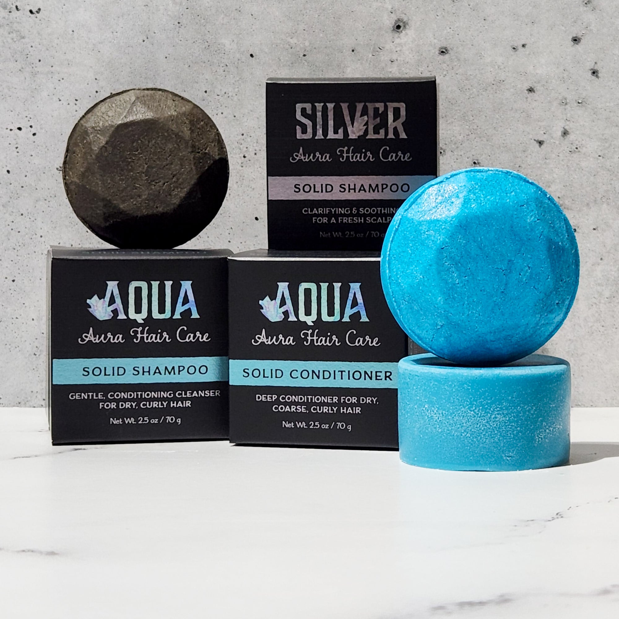 Aqua Aura Set plus Silver Aura for Dry, Coarse Curly Hair